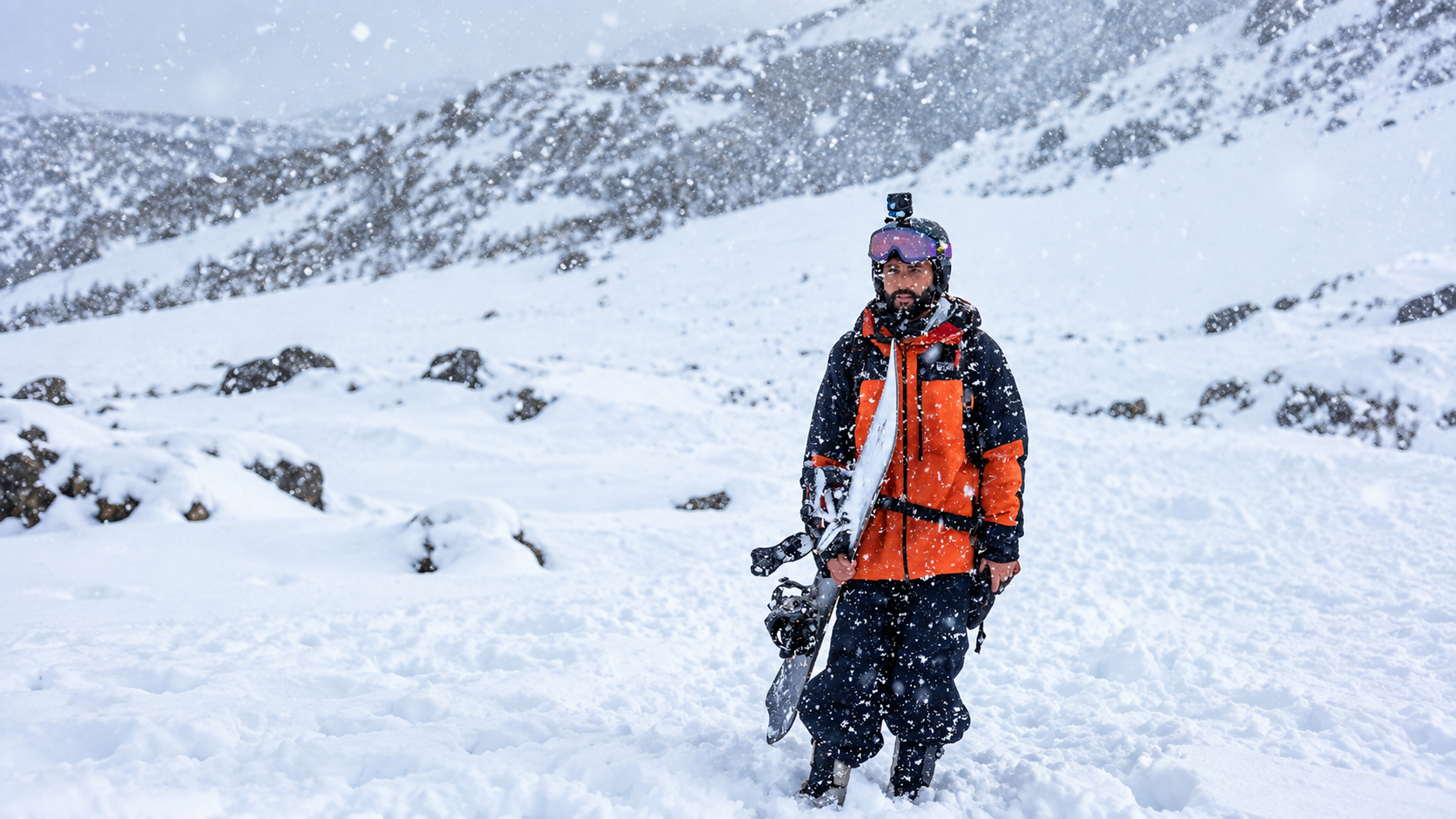 Guided freeride powder riding in Gulmarg